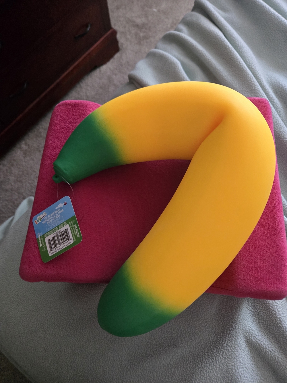 Kids Plush Banana Neck Pillow - Yellow and Green